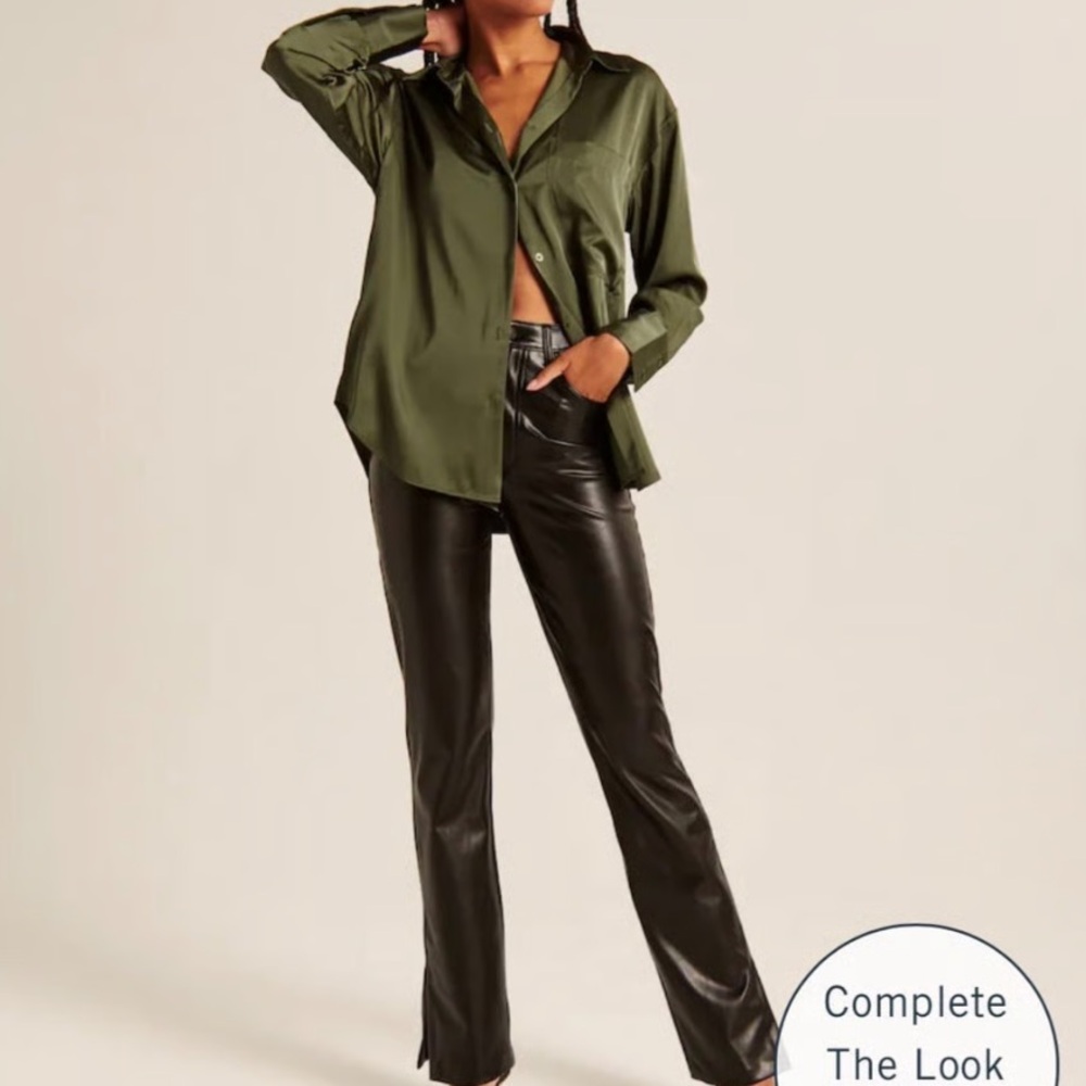 Abercrombie & Fitch Green Satin Blouse
